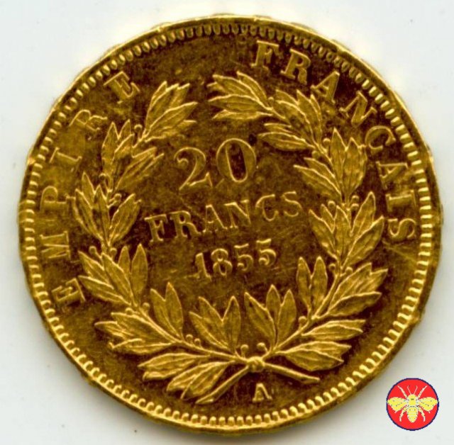 20 Franchi Francia Napoleone III 1853/1860 1855 (Parigi)