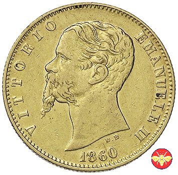 20 lire Vittorio Emanuele II Re eletto 1860 1860 (Bologna)