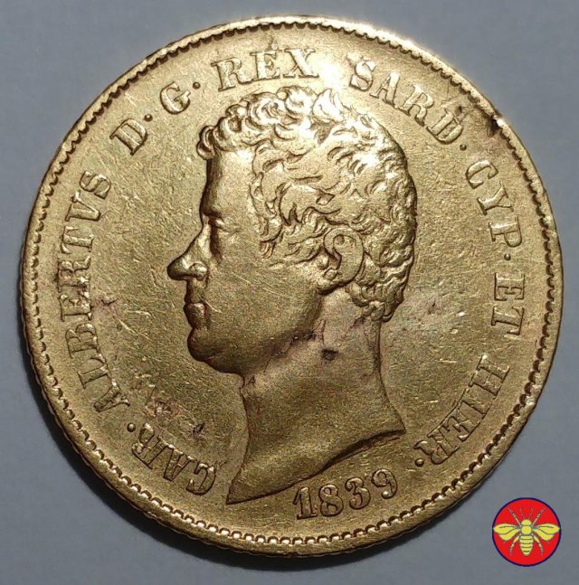 20 lire Regno di Sardegna Carlo Alberto 1839 (Torino)