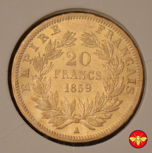 20 Franchi Francia Napoleone III 1853/1860 1859 (Parigi)