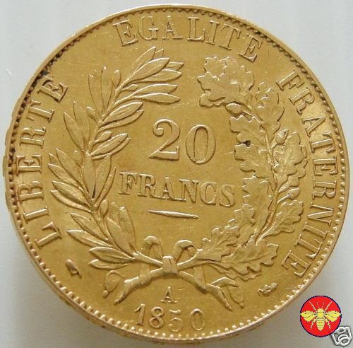 20 Franchi Seconda Repubblica Francese 1849/51 1850 (Parigi)