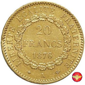 20 Franchi terza Repubblica Francese 1871/98 1876 (Parigi)