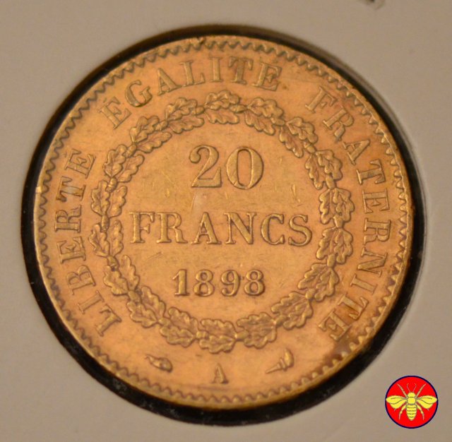 20 Franchi terza Repubblica Francese 1871/98 1898 (Parigi)