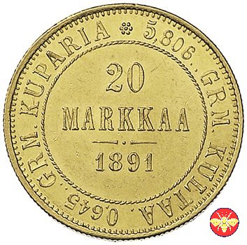 20 Markkaa 1891 1891