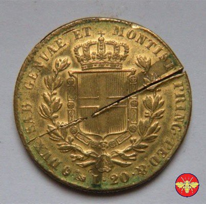 20 lire Regno di Sardegna Carlo Alberto 1845 (Genova)