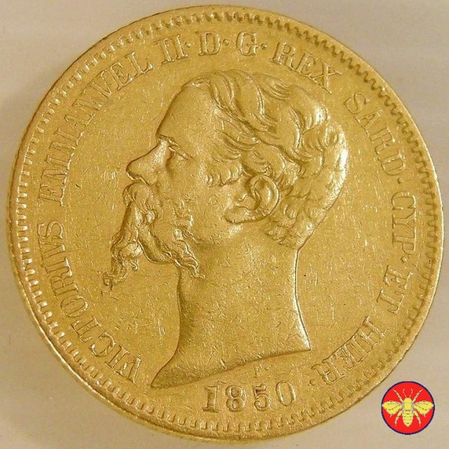 20 lire Vitt. Emanuele II Re di Sardegna 1850/1861 1850 (Torino)