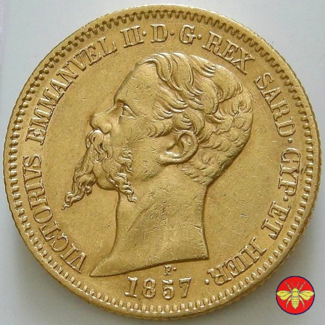 20 lire Vitt. Emanuele II Re di Sardegna 1850/1861 1857 (Torino)