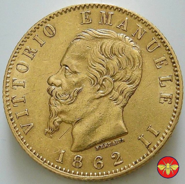 20 lire Vitt. Emanuele II Regno d'Italia 1861/78 1862 (Torino)