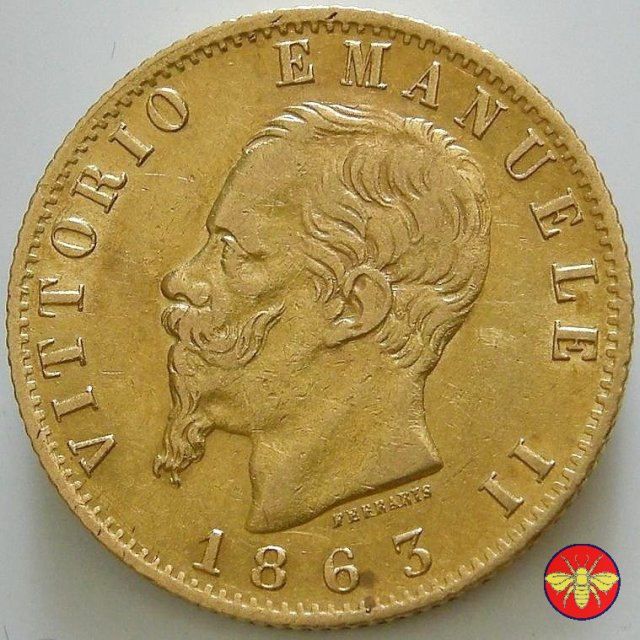 20 lire Vitt. Emanuele II Regno d'Italia 1861/78 1863 (Torino)