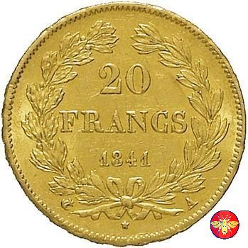 Francia 20 Franchi Luigi Filippo 1832/1848 1841 (Parigi)