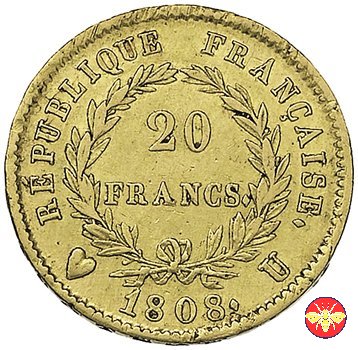 Francia 20 Franchi Napoleone I 1808 (Torino)