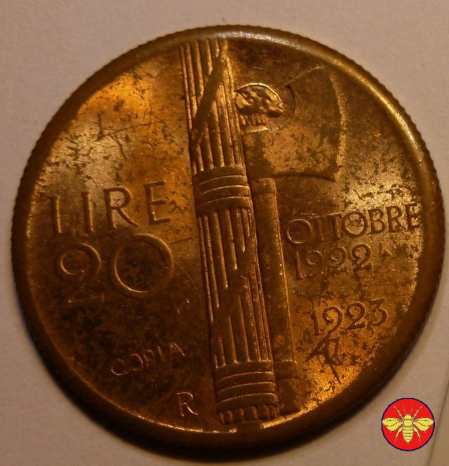 Regno d'Italia Vitt. Emanuele III 20 lire Fascio 1923