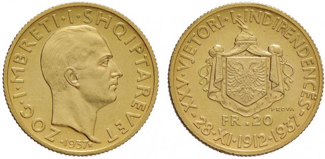 Albania 20 franchi Zog I 1937 (Roma)