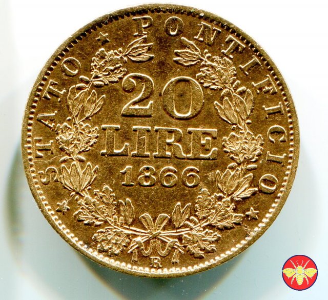 20 lire Pio IX 1866/1870 1866 (Roma)