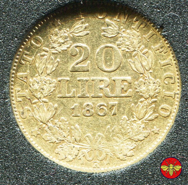 20 lire Pio IX 1866/1870 1867 (Roma)