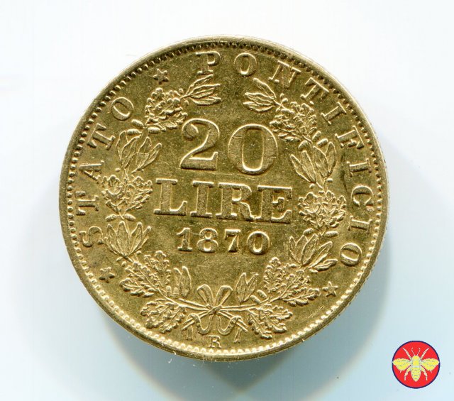 20 lire Pio IX 1866/1870 1870 (Roma)