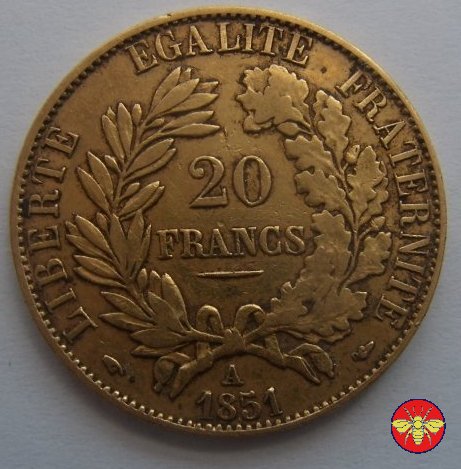 20 Franchi Seconda Repubblica Francese 1849/51 1851 (Parigi)