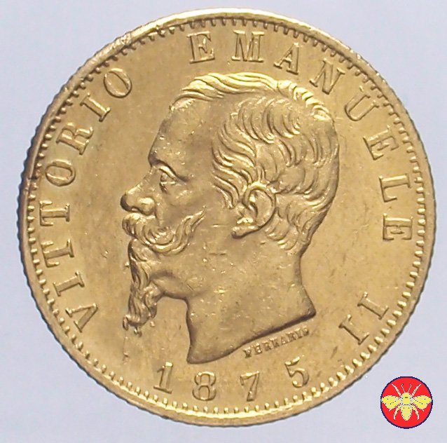 20 lire Vitt. Emanuele II Regno d'Italia 1861/78 1875 (Roma)