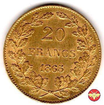 20 Franchi Leopoldo I 1864/1865 1865 (Bruxelles)