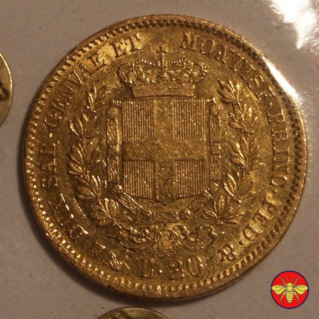 20 lire Vitt. Emanuele II Re di Sardegna 1850/1861 1850 (Genova)