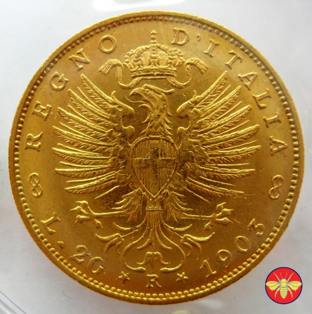 20 lire Aquila Sabauda 1903 (Roma)