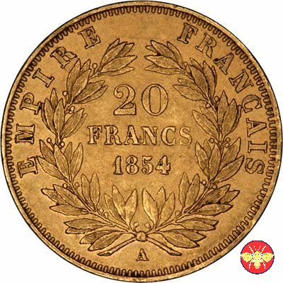 20 Franchi Francia Napoleone III 1853/1860 1854 (Parigi)