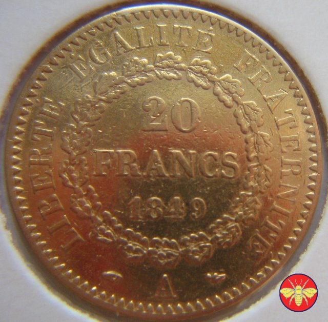 20 Franchi seconda Repubblica Francese 1848/49 1849 (Parigi)