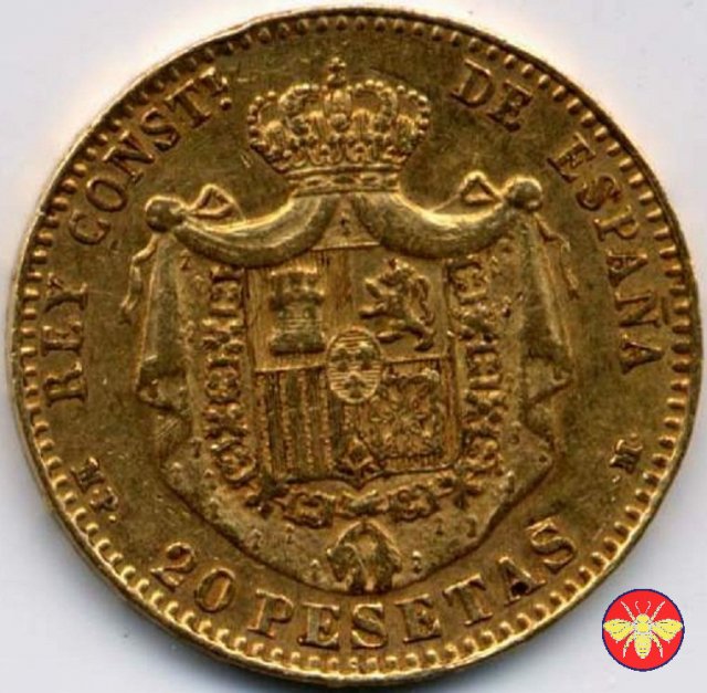 20 Pesetas Spagna 20 Pesetas Alfonso XIII 1889 (Madrid)