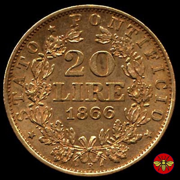 20 lire Pio IX 1866/1870 1866 (Roma)