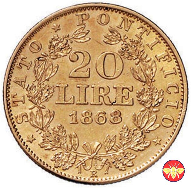 20 lire Pio IX 1866/1870 1868 (Roma)