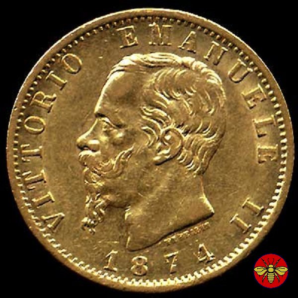 20 lire Vitt. Emanuele II Regno d'Italia 1861/78 1874 (Roma)