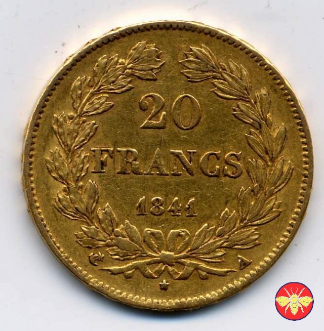 Francia 20 Franchi Luigi Filippo 1832/1848 1841 (Parigi)