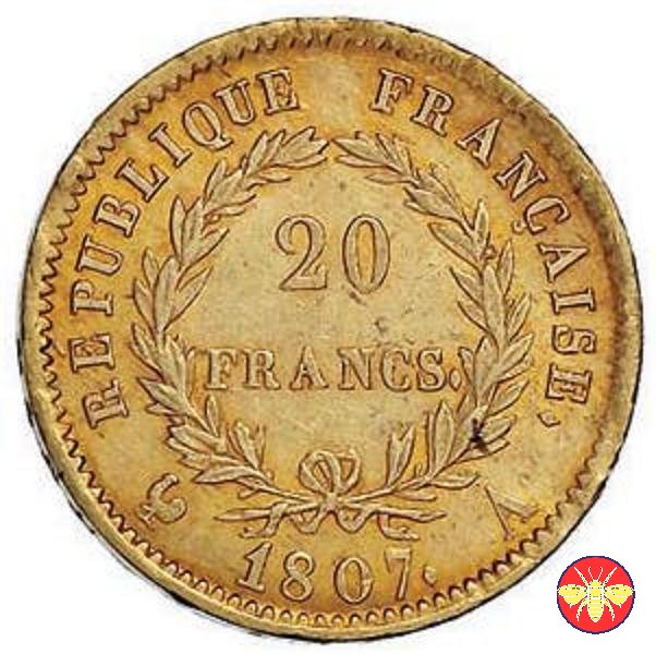 Francia 20 Franchi Napoleone I 1807 (Parigi)