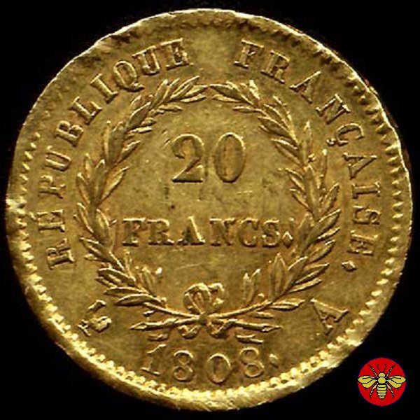 Francia 20 Franchi Napoleone I 1808 (Parigi)