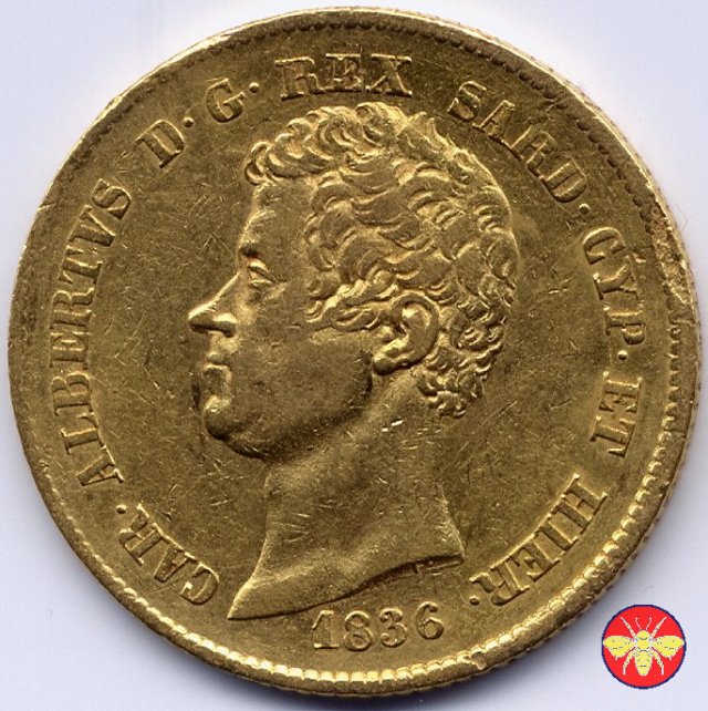 20 lire Regno di Sardegna Carlo Alberto 1836 (Genova)