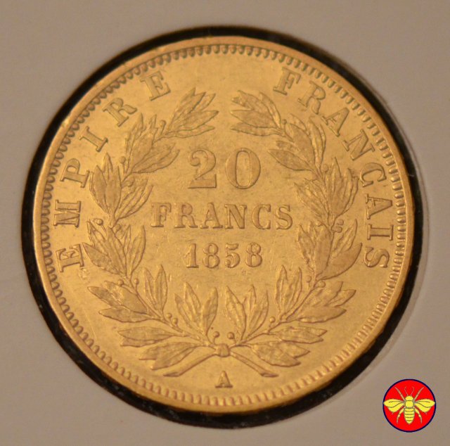 20 Franchi Francia Napoleone III 1853/1860 1858 (Parigi)