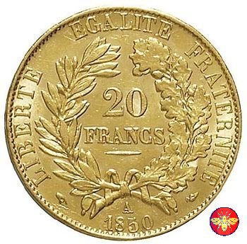 20 Franchi Seconda Repubblica Francese 1849/51 1850 (Parigi)