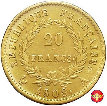 Francia 20 Franchi Napoleone I 1808 (Parigi)