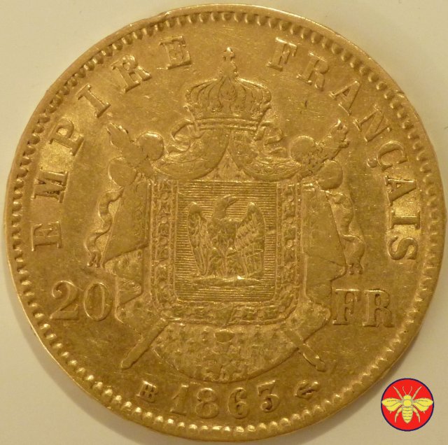 20 Franchi Napoleone III 1861/1870 1863 (Strasburgo)